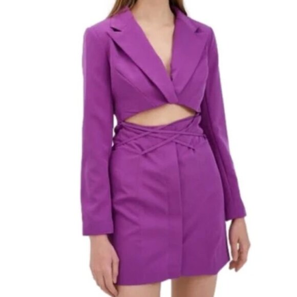 Topshop Cut Out Blazer Dress - Purple - size 2 - Picture 9 of 9